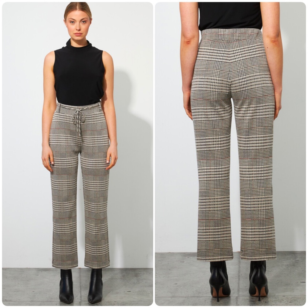 Joseph Ribkoff Metallic Plaid Knit Jacquard Pull On Pants